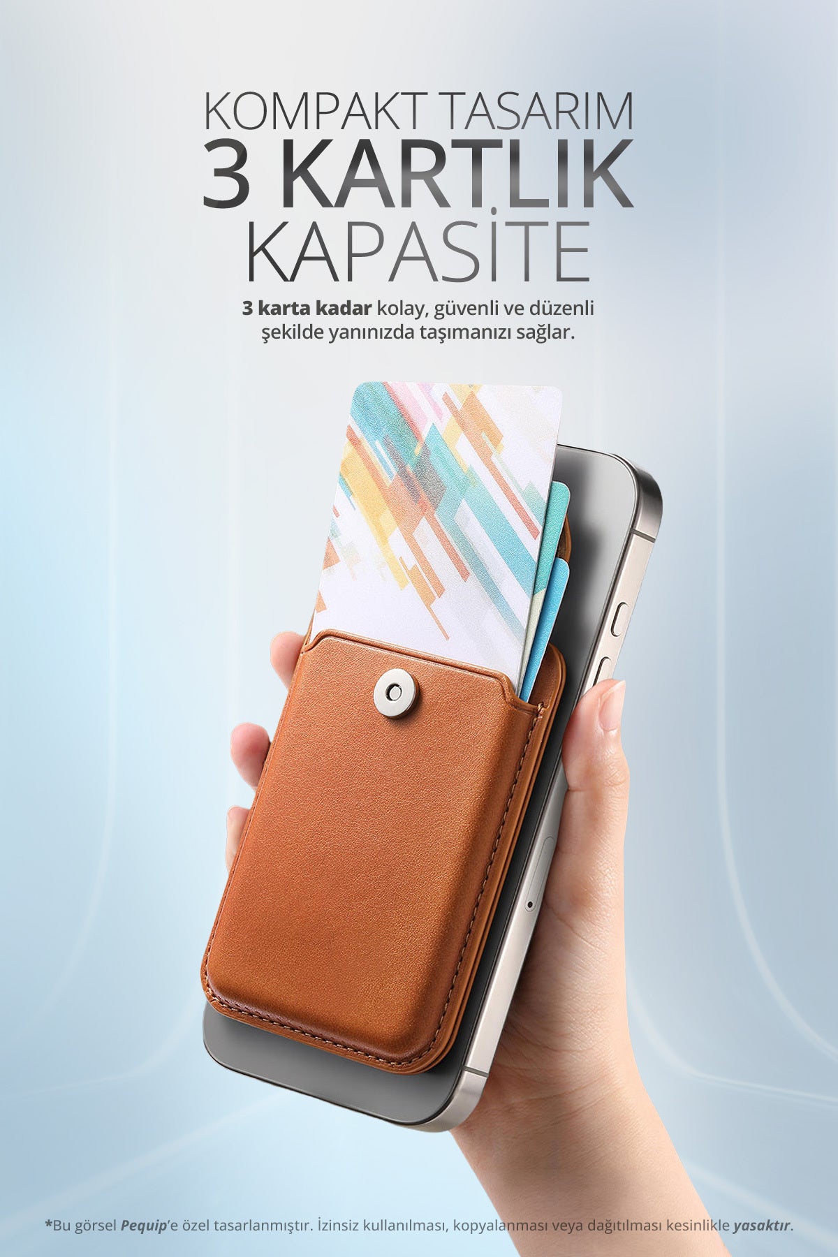 Manyetik Telefon Kartlığı 3 Bölmeli Magsafe Uyumlu Yapışmalı Kart Cüzdanı