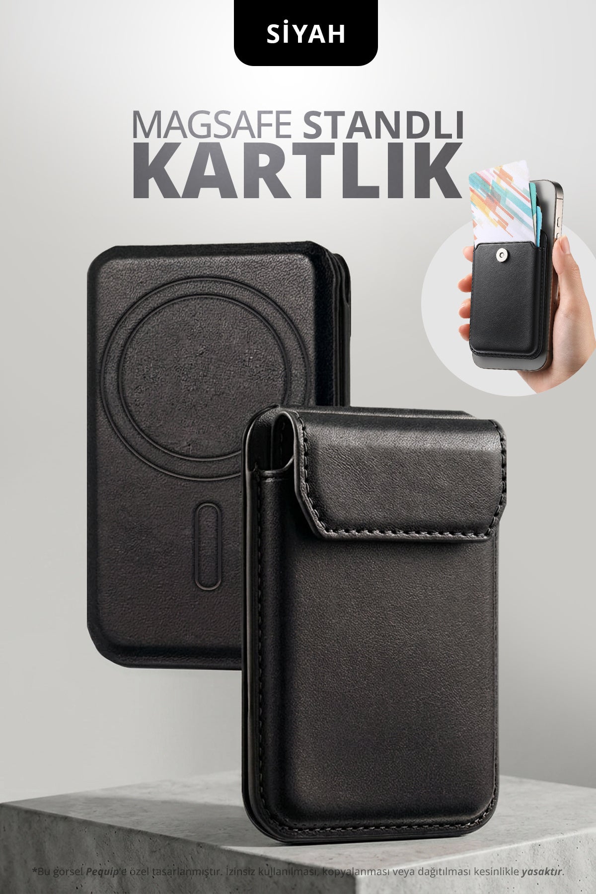 Manyetik Telefon Kartlığı 3 Bölmeli Magsafe Uyumlu Yapışmalı Kart Cüzdanı