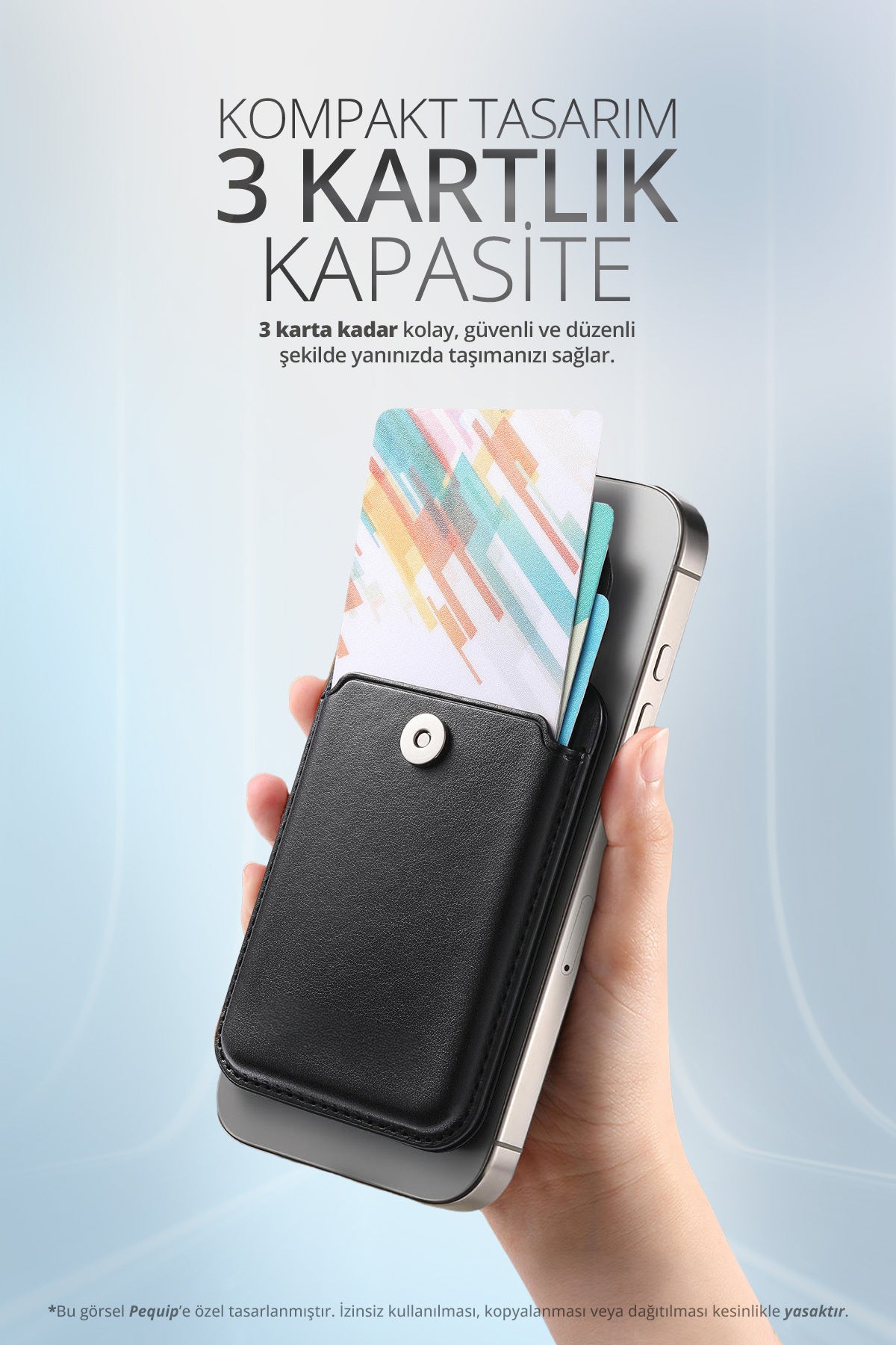 Manyetik Telefon Kartlığı 3 Bölmeli Magsafe Uyumlu Yapışmalı Kart Cüzdanı