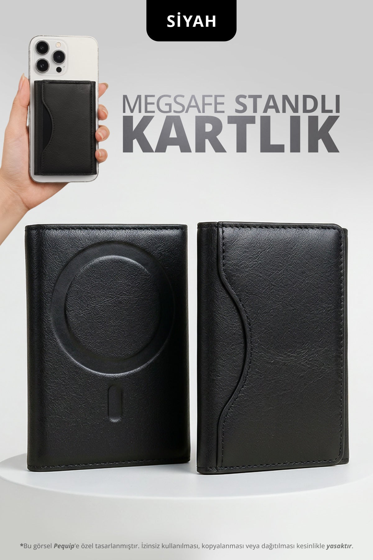 Magsafe Uyumlu 6 Kart Hazneli Mıknatıslı Cüzdan Kartlık Stand Özellikli Katlanabilir Kartlık